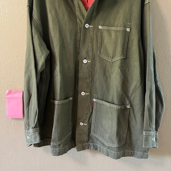 NEW Levi’s Oversized Red Cotton hemp Green denim chore coat - Picture 10 of 16